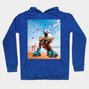 Pug Sloth - Cute Funny Pug Riding Skating Sloth Hoodie